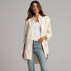 Cream Button-Up Tunic Top